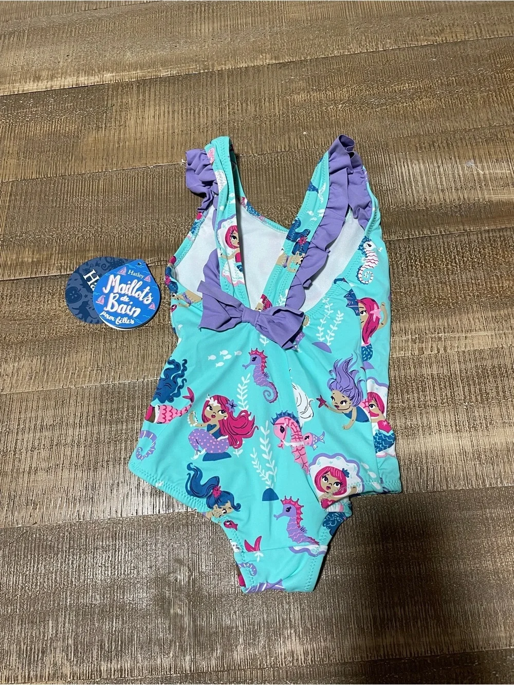 Hatley Toddler Girls' Turquoise Mermaid Print One-Piece Swimsuit - Kids Swim NeW